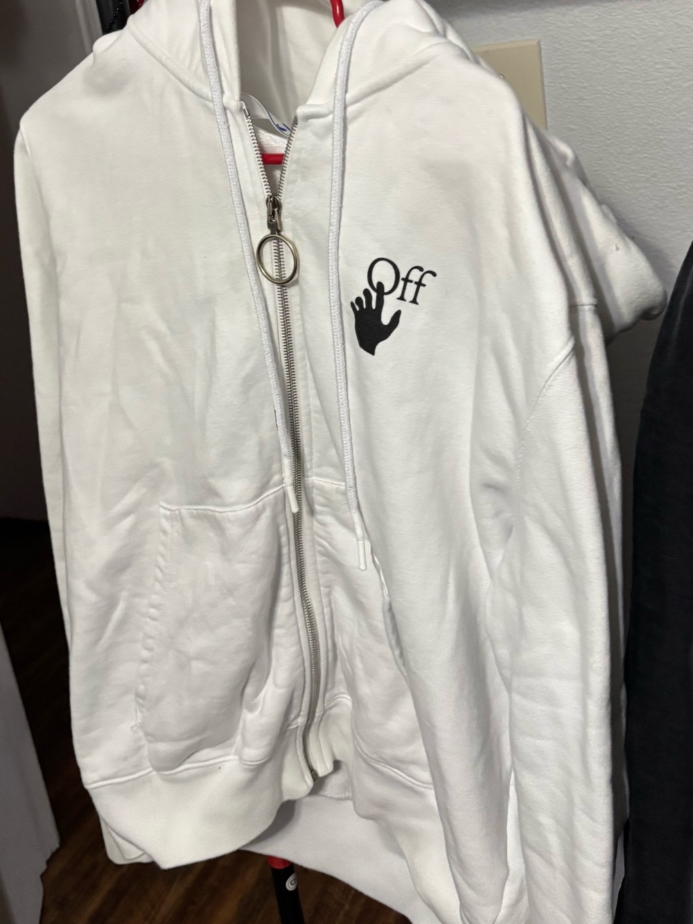 Off White Zip up with Gradient Arrow Back Graphic